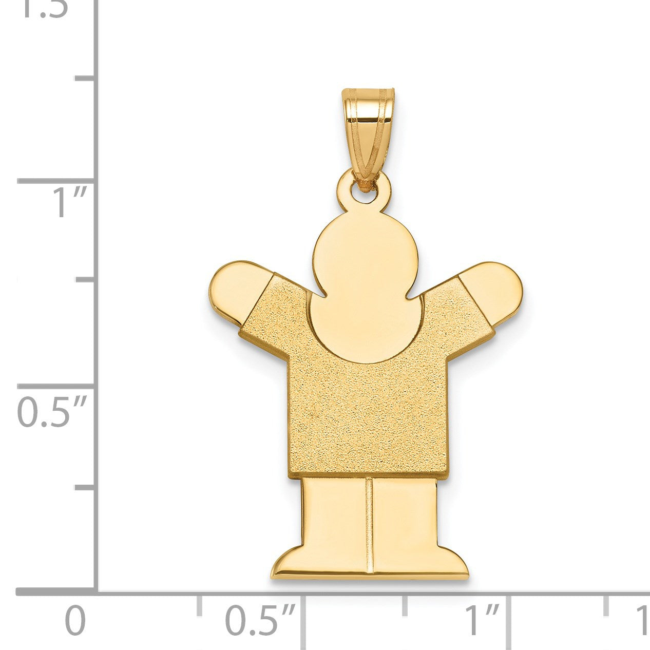 14k The Kids Solid Satin Medium Boy Engravable Love Charm