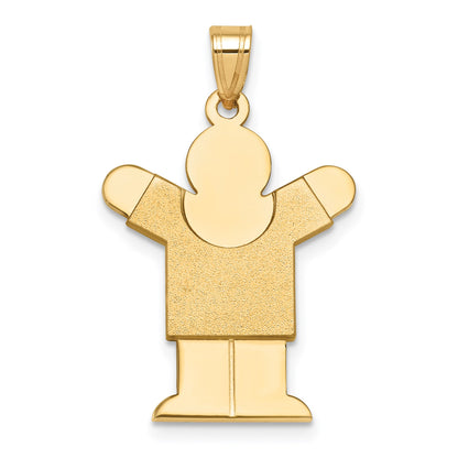 14k The Kids Solid Satin Medium Boy Engravable Love Charm