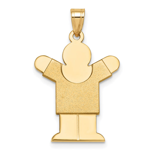 14k The Kids Solid Satin Medium Boy Engravable Love Charm