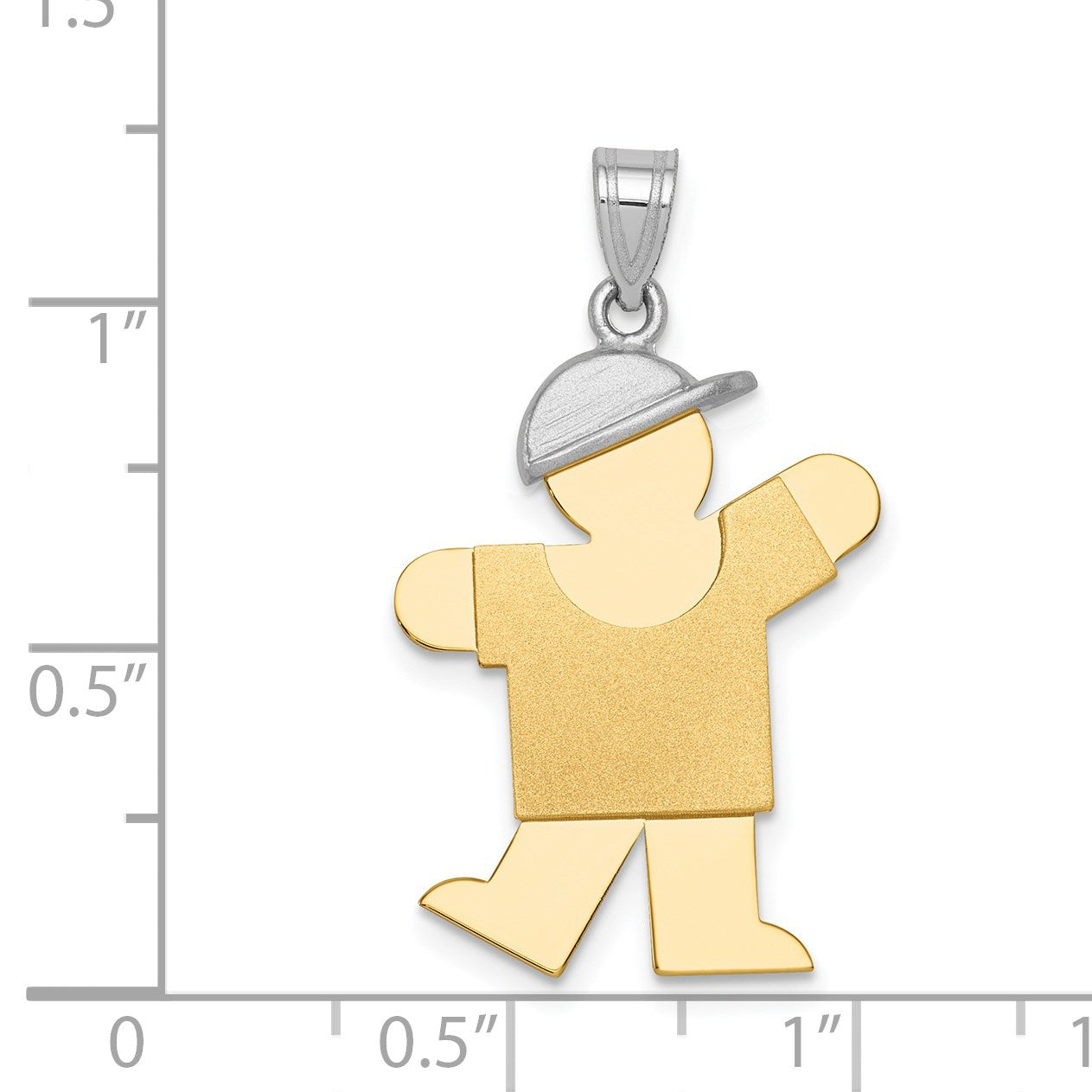 14k Two-tone The Kids Medium Boy with Hat on Left Engravable Kiss Charm