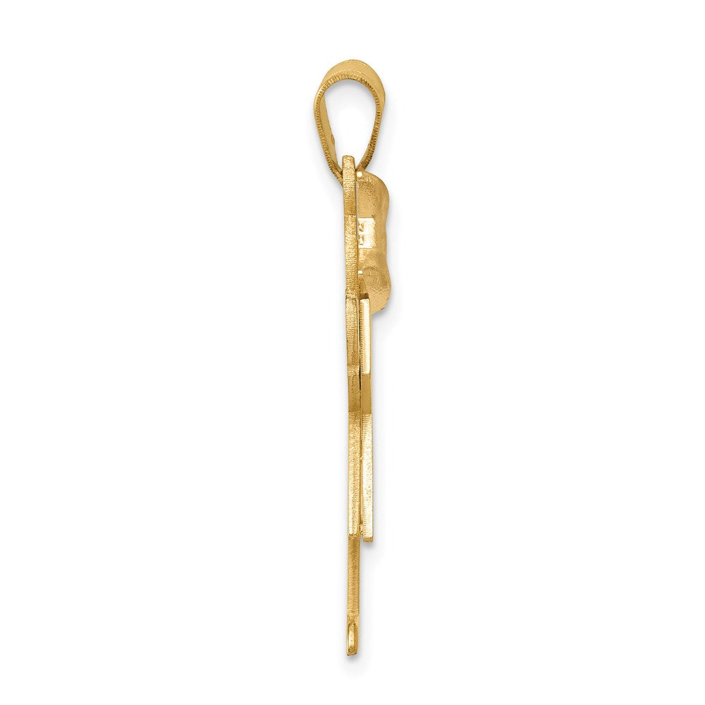 14k Two-Tone Large Girl w/Bow on Left Engravable Charm