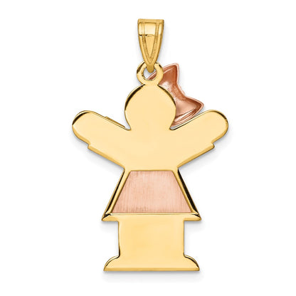 14k Two-Tone Large Girl w/Bow on Left Engravable Charm