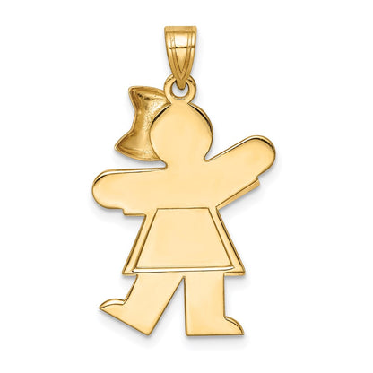 14k Two-Tone Large Girl w/Bow on Right Engravable Charm