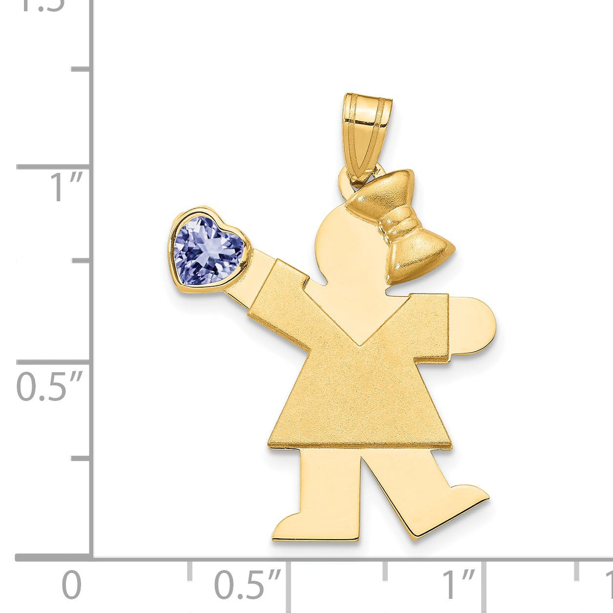 14k The Kids Girl with Light Purple CZ June Birthstone Engravable Kiss Charm