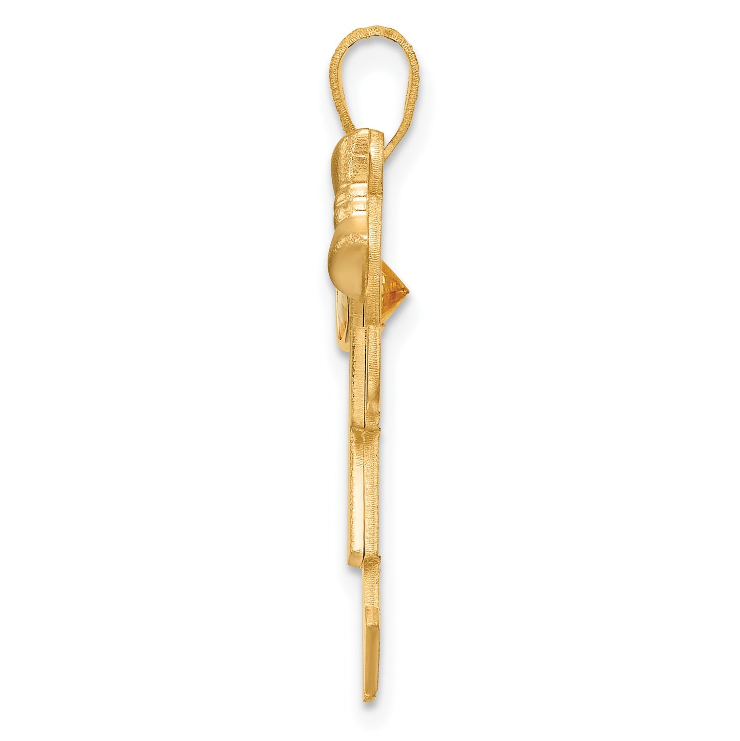 14k The Kids Girl with Yellow CZ November Birthstone Engravable Kiss Charm