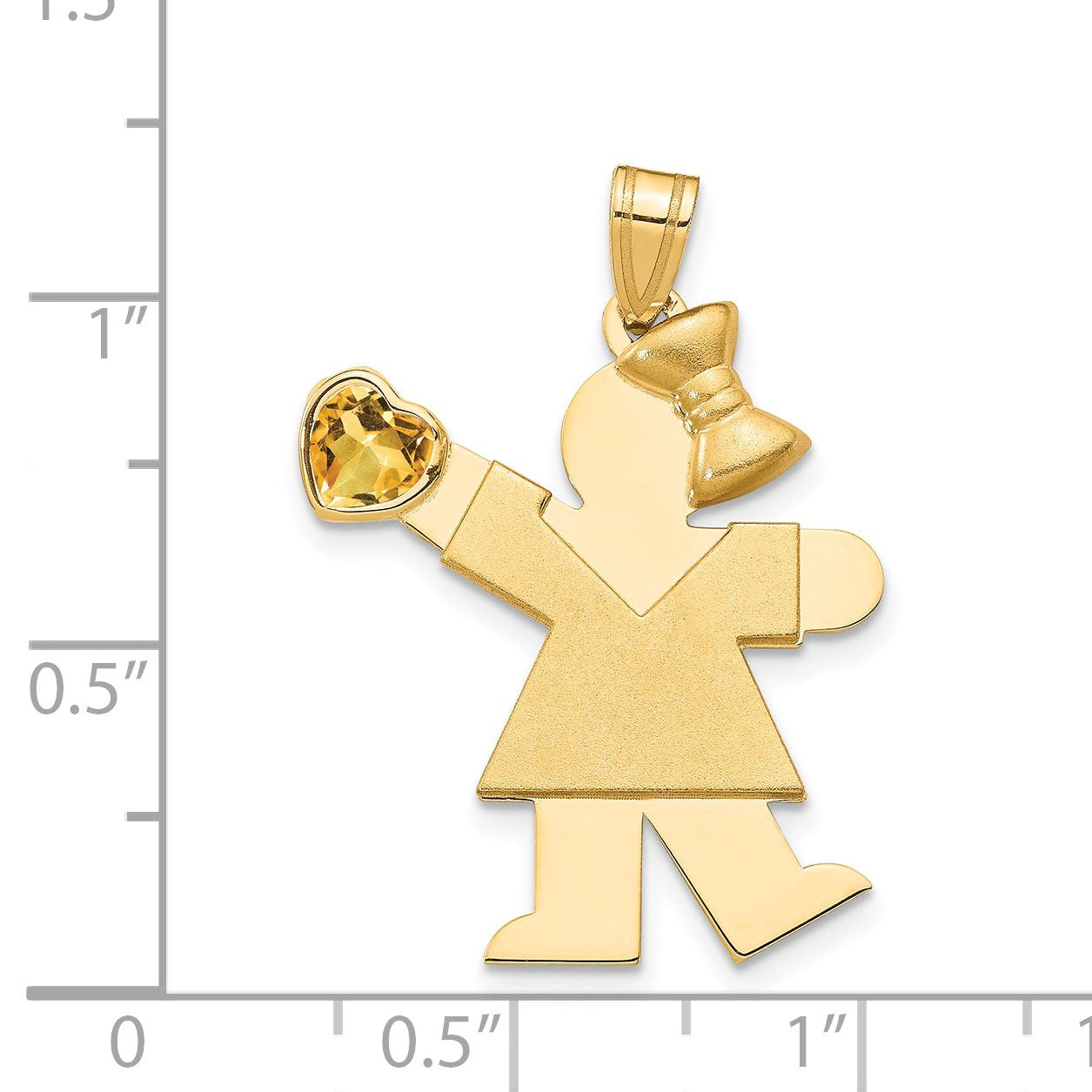 14k The Kids Girl with Yellow CZ November Birthstone Engravable Kiss Charm
