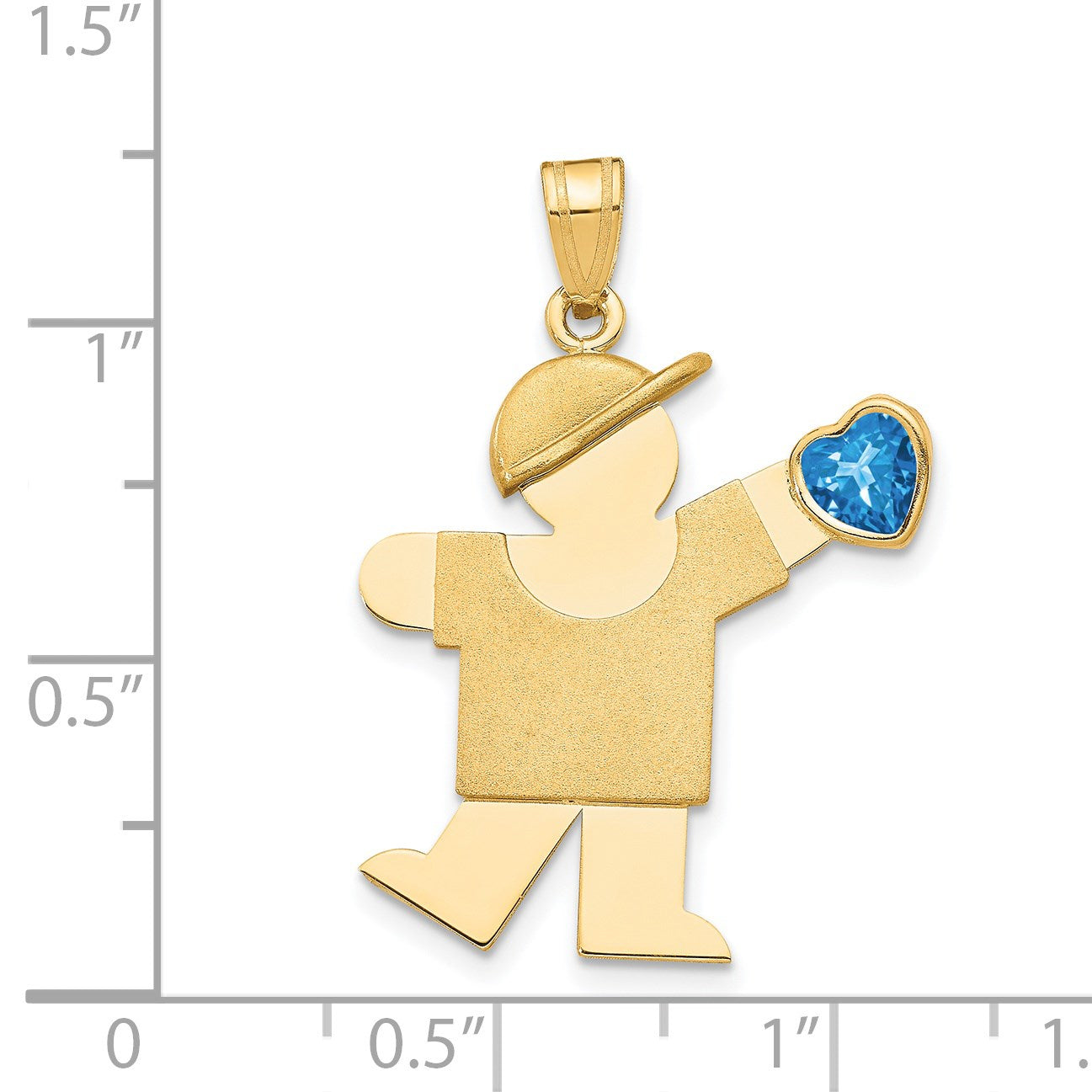 14k The Kids Boy with Blue CZ December Birthstone Engravable Kiss Charm