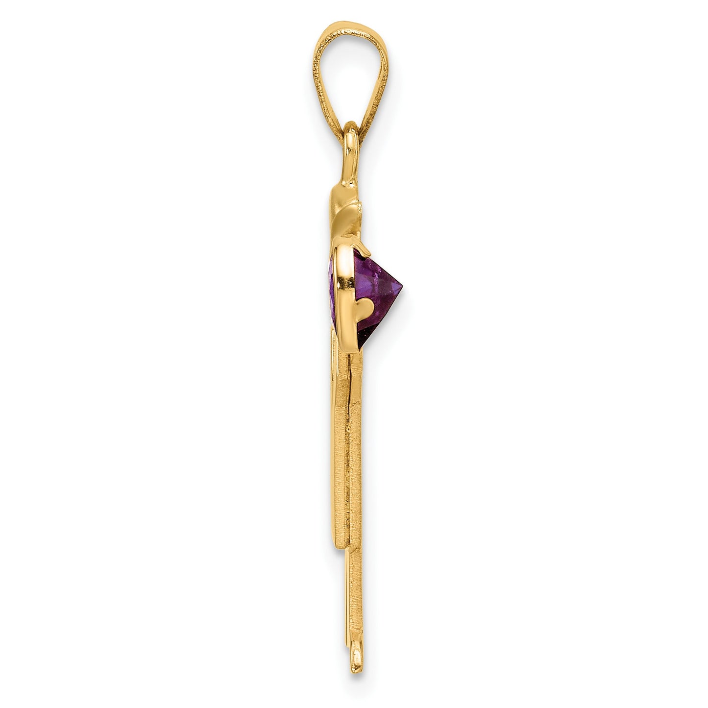 14k The Kids Boy with Purple CZ February Birthstone Engravable Kiss Charm