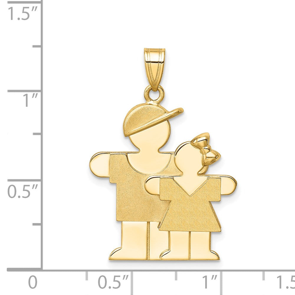 14k Big Boy and Little Girl Engravable Charm