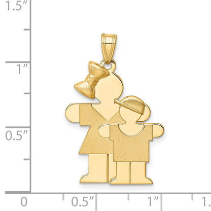 14k Big Girl and Little Boy Engravable Charm