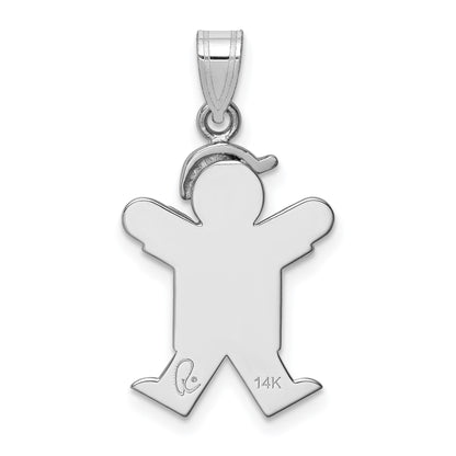 14k White Gold The Kids Small Boy with Hat on Right Engravable Joy Charm
