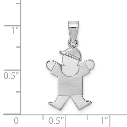 14k White Gold The Kids Small Boy with Hat on Right Engravable Joy Charm