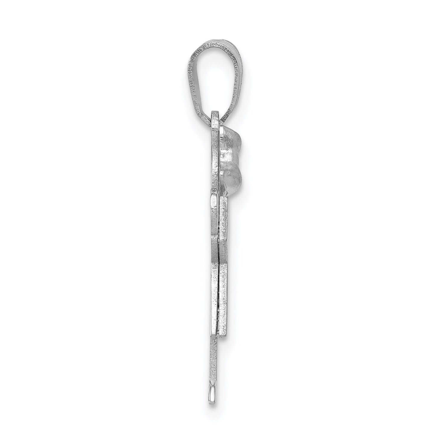 14k White Gold The Kids Small Girl with Bow on Left Engravable Love Charm