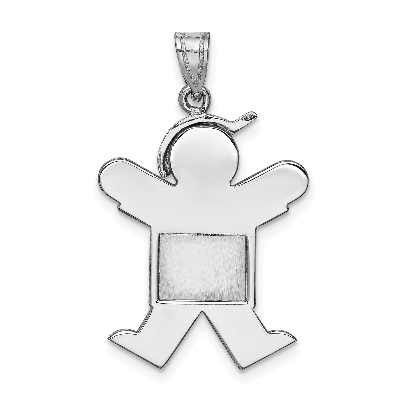 14k White Gold The Kids Medium Boy with Hat on Right Engravable Joy Charm