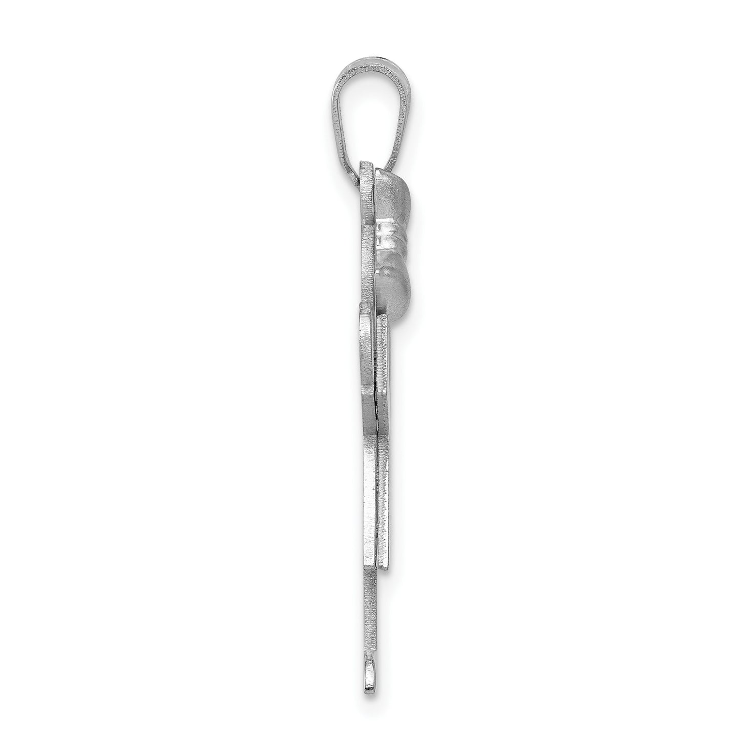 14k White Gold The Kids Medium Girl with Bow on Left Engravable Love Charm