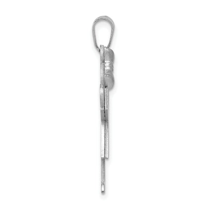 14k White Gold The Kids Medium Girl with Bow on Left Engravable Love Charm