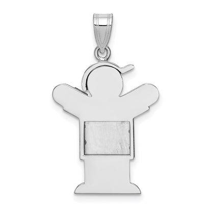14k White Gold The Kids Medium Boy with Hat on Right Engravable Love Charm