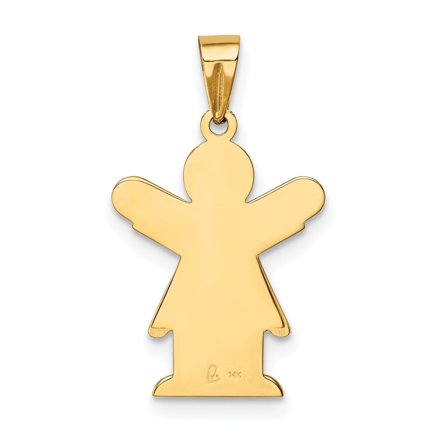 14k The Kids Solid Satin Small Girl with Ruffles Engravable Love Charm