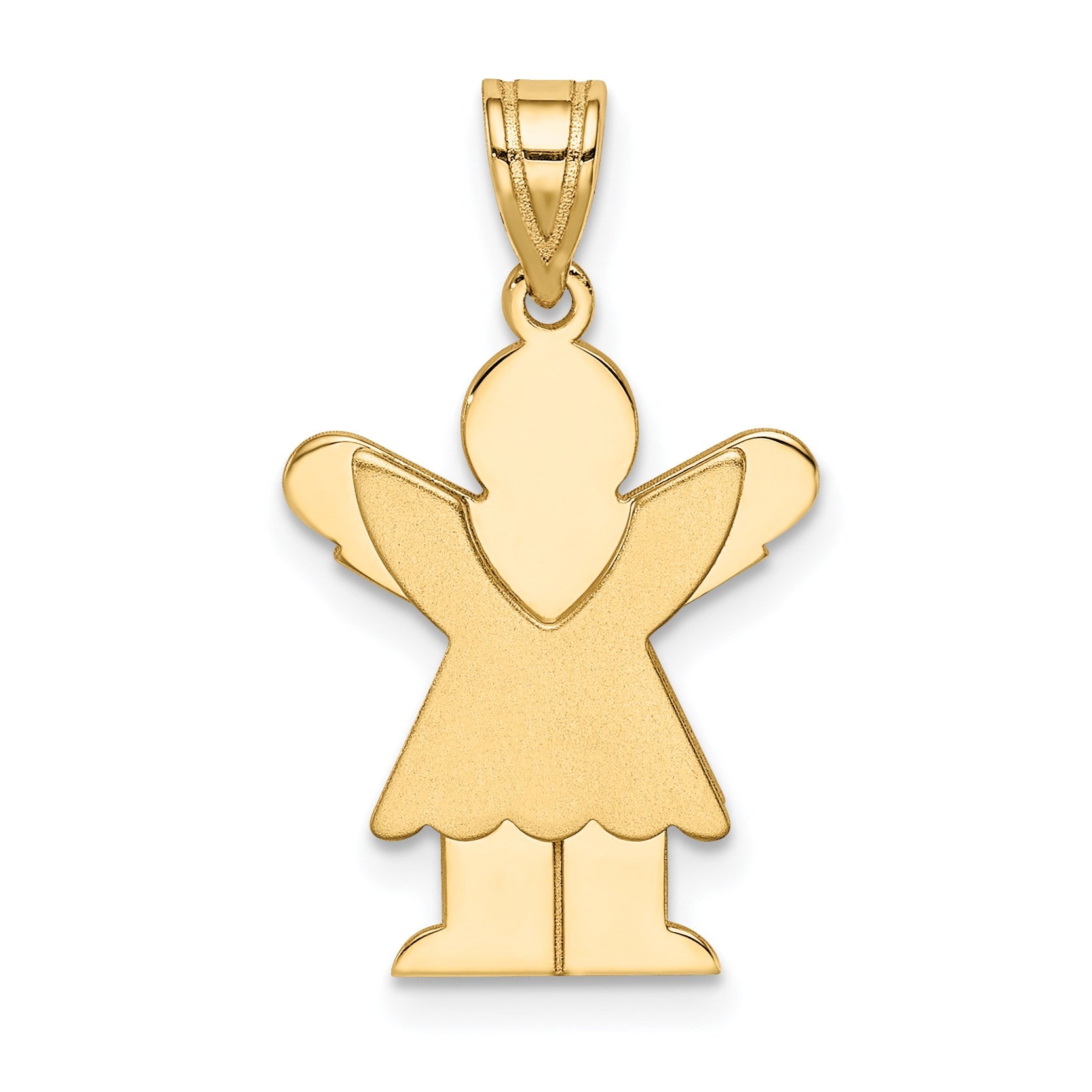 14k The Kids Solid Satin Small Girl with Ruffles Engravable Love Charm