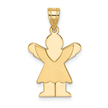 14k The Kids Solid Satin Small Girl with Ruffles Engravable Love Charm