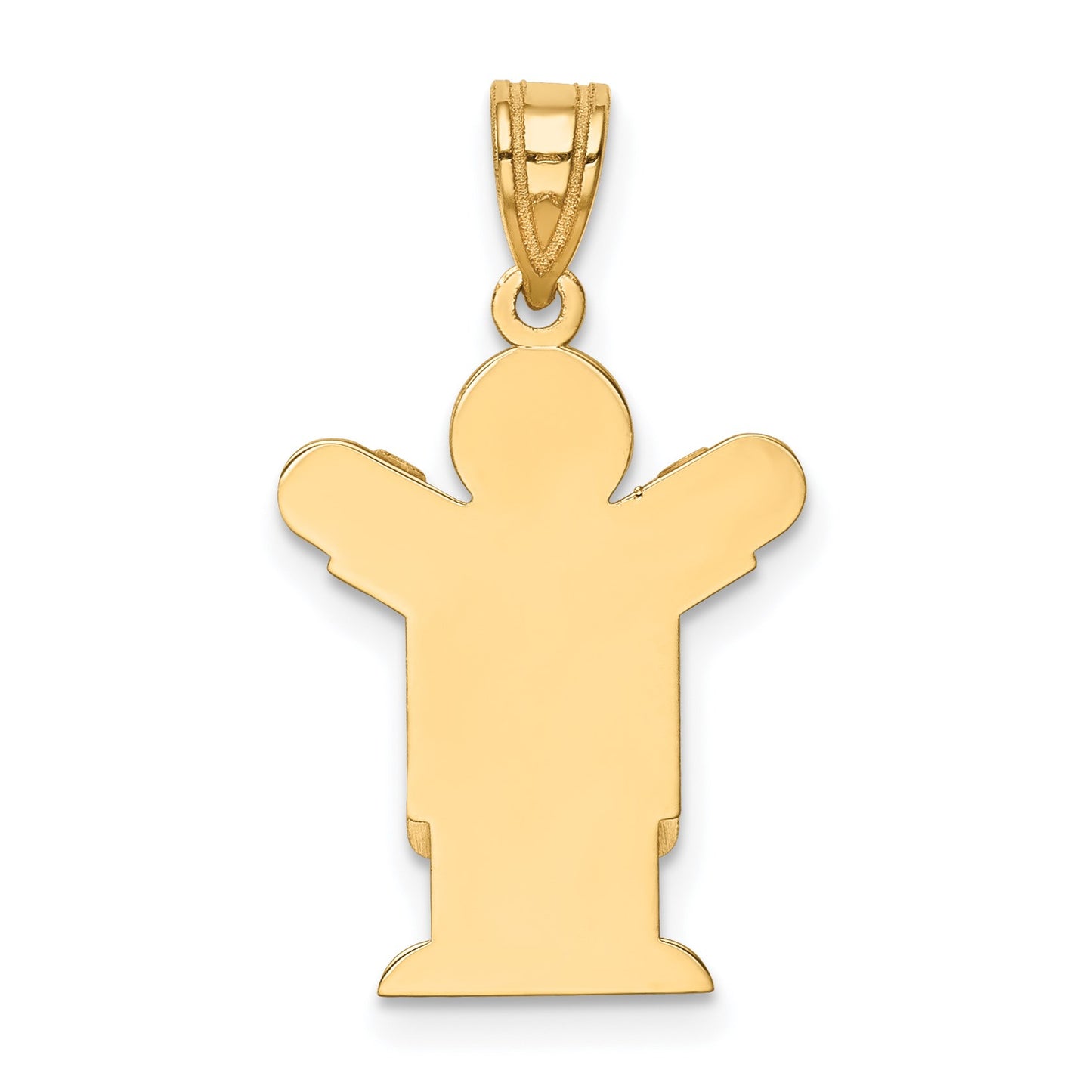 14k The Kids Solid Satin Small Boy in Overalls Engravable Love Charm
