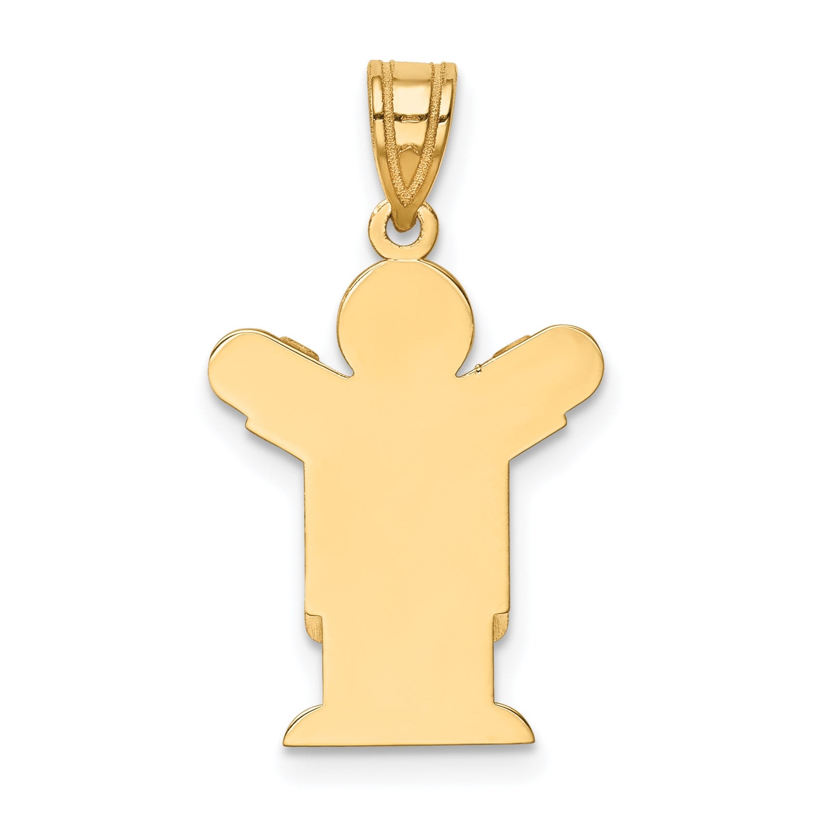 14k The Kids Solid Satin Small Boy in Overalls Engravable Love Charm