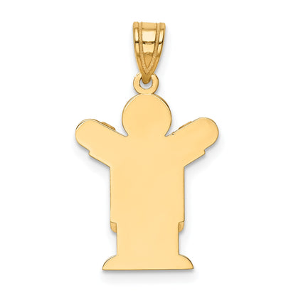 14k The Kids Solid Satin Small Boy in Overalls Engravable Love Charm