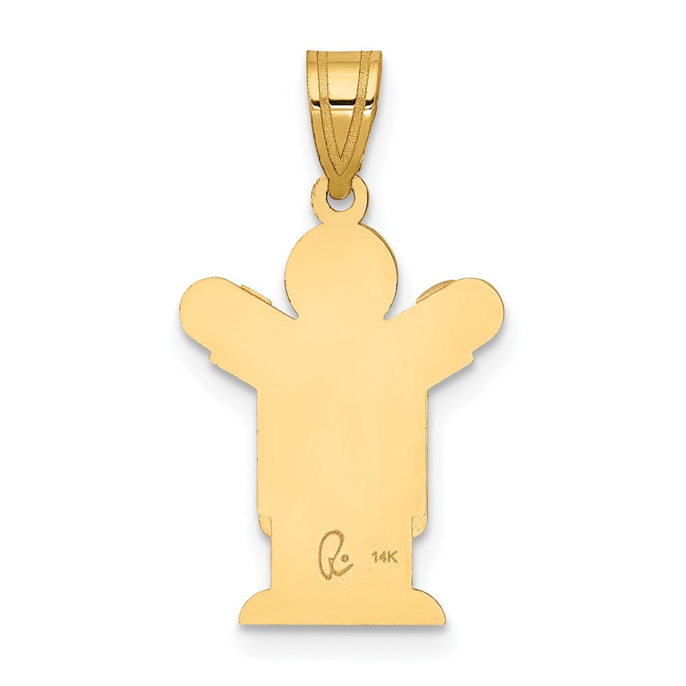 14k Solid Satin Engravable Boy w/Overalls Charm