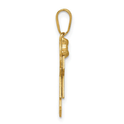 14k The Kids Solid Engravable Small Girl with Bow on Left Joy Charm