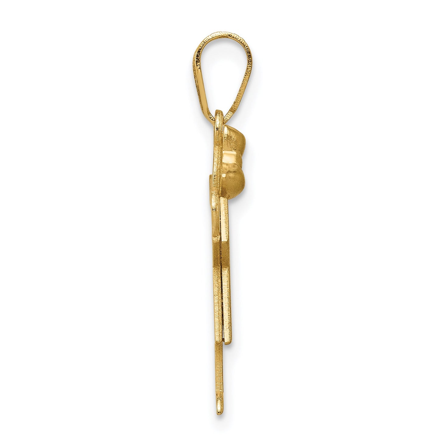 14k The Kids Solid Engravable Small Girl with Bow on Left Love Charm