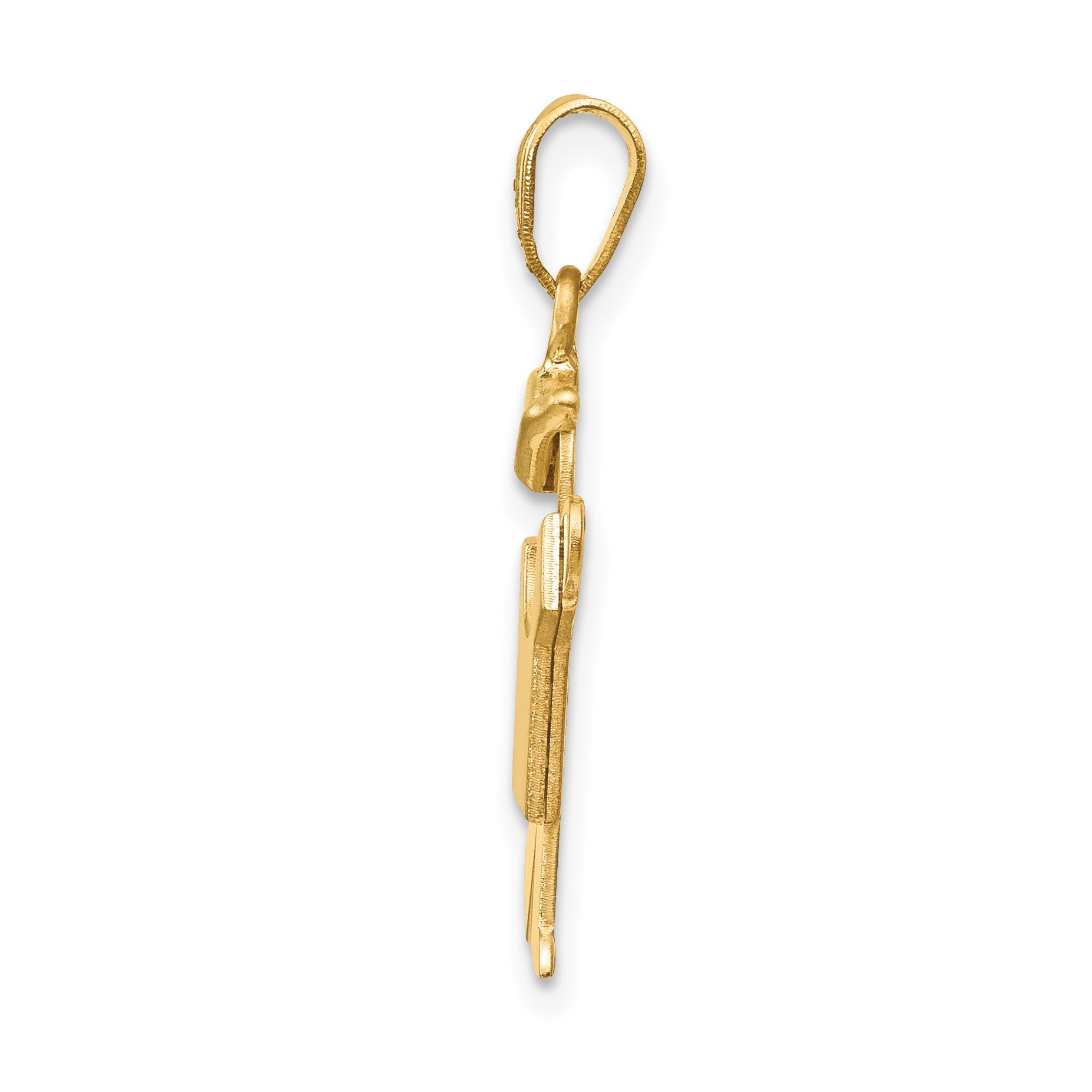 14k The Kids Solid Engravable Small Boy with Hat on Left Kiss Charm