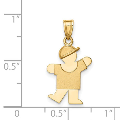 14k The Kids Solid Engravable Small Boy with Hat on Left Kiss Charm