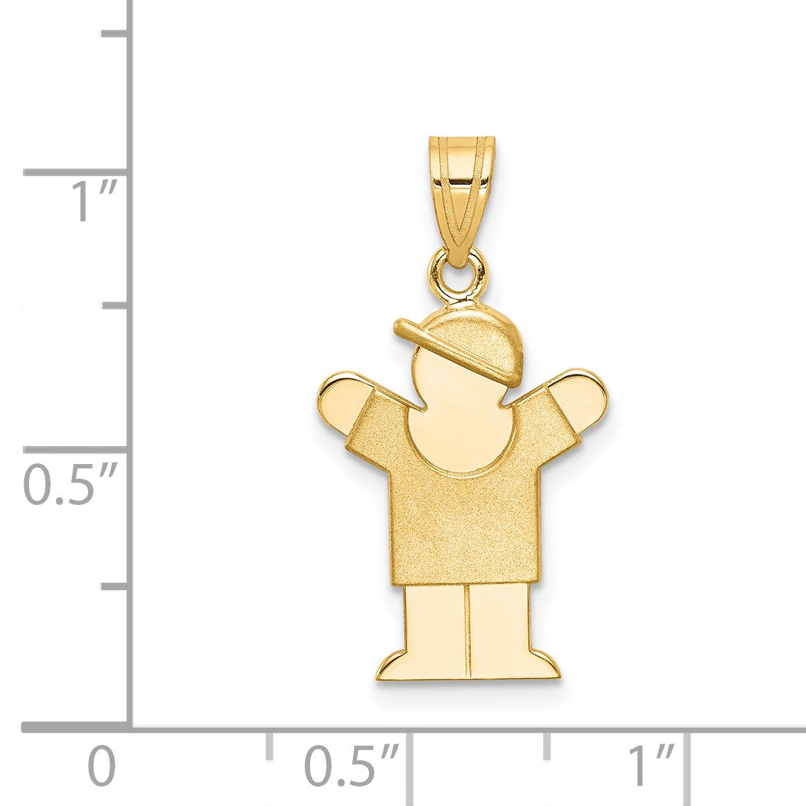 14k The Kids Solid Engravable Small Boy with Hat on Right Love Charm