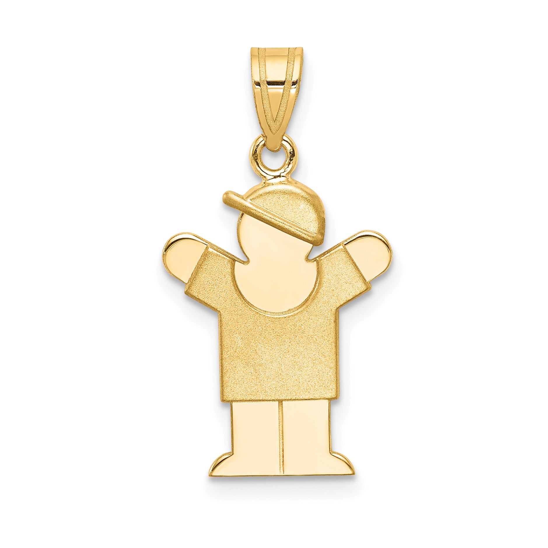 14k The Kids Solid Engravable Small Boy with Hat on Right Love Charm