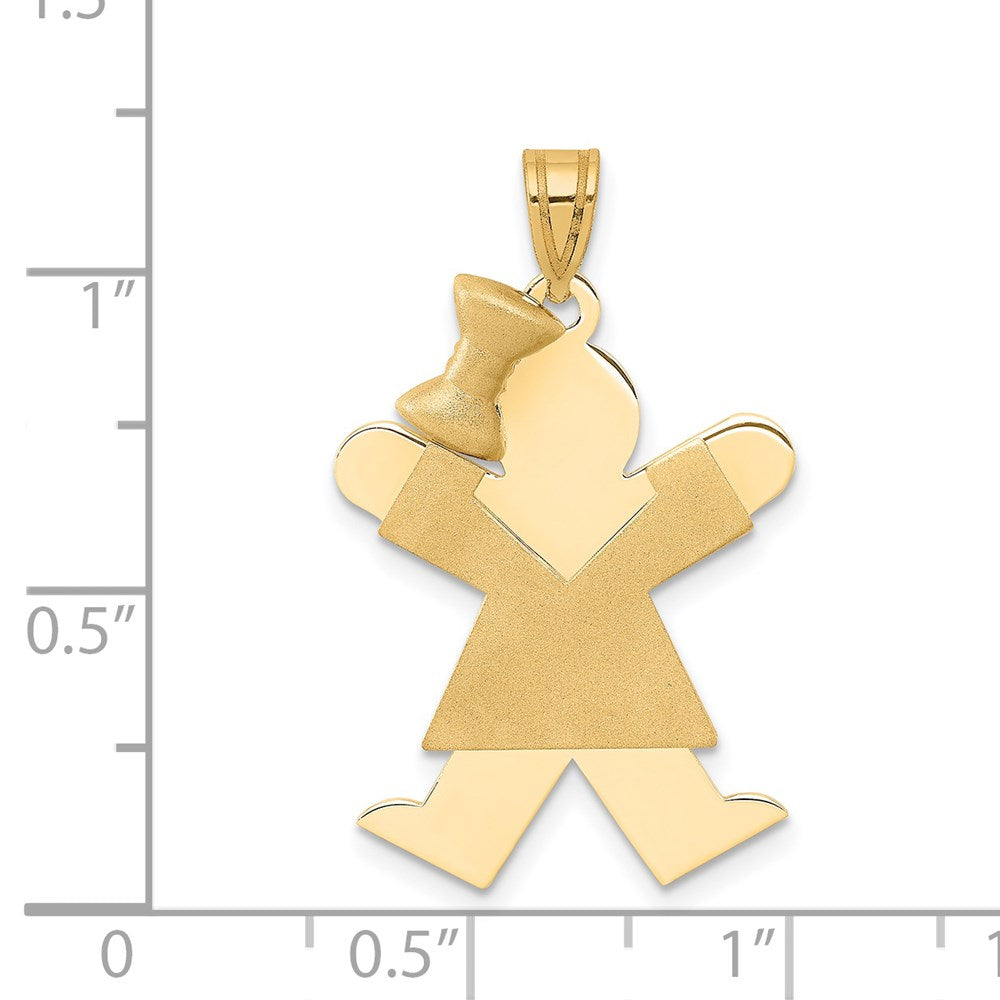 14k Solid Engravable Girl with Bow on Left Charm