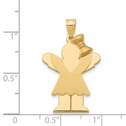 14k Solid Engravable Girl with Bow on Right Charm