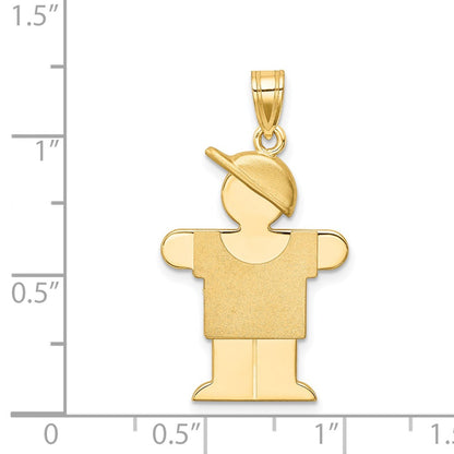 14k Solid Engravable Boy with Hat on Right Charm