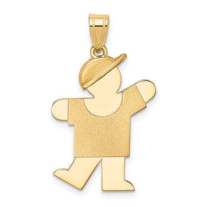 14k Solid Engravable Boy with Hat on Left Charm