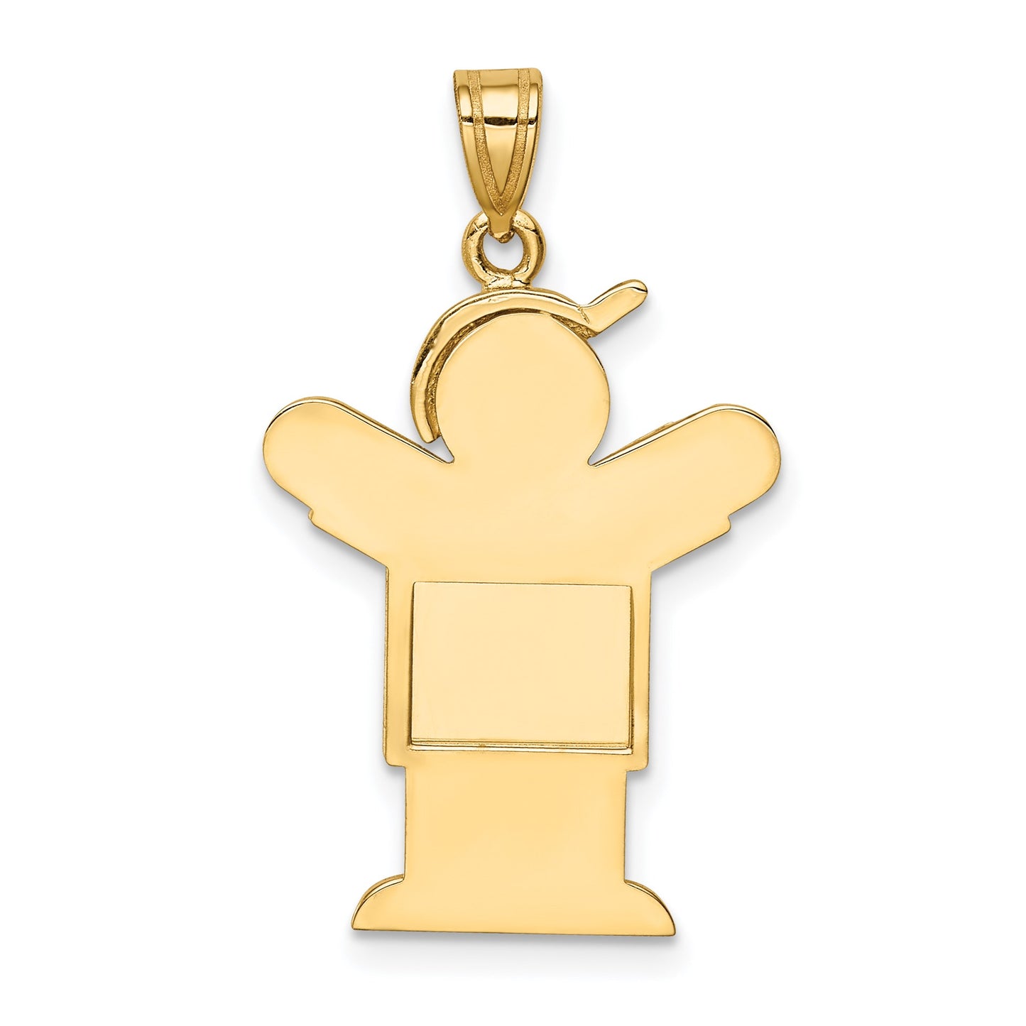 14k The Kids Solid Engravable Medium Boy with Hat on Right Love Charm