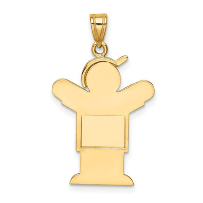 14k The Kids Solid Engravable Medium Boy with Hat on Right Love Charm