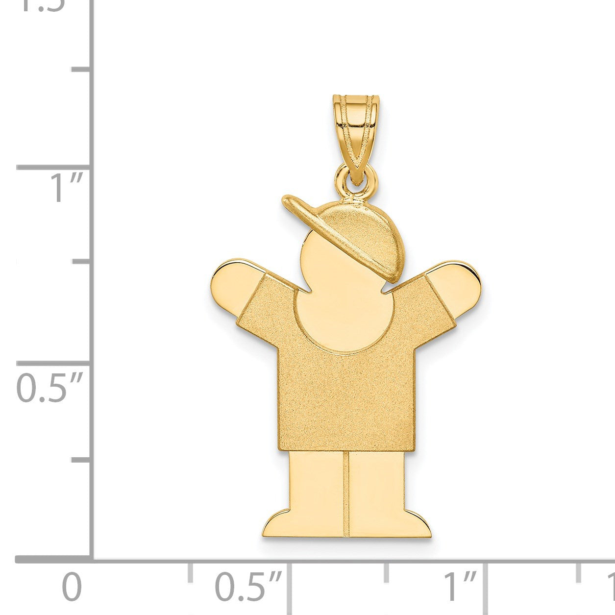 14k The Kids Solid Engravable Medium Boy with Hat on Right Love Charm