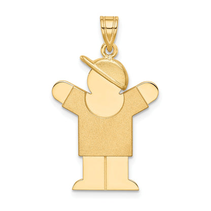 14k The Kids Solid Engravable Medium Boy with Hat on Right Love Charm