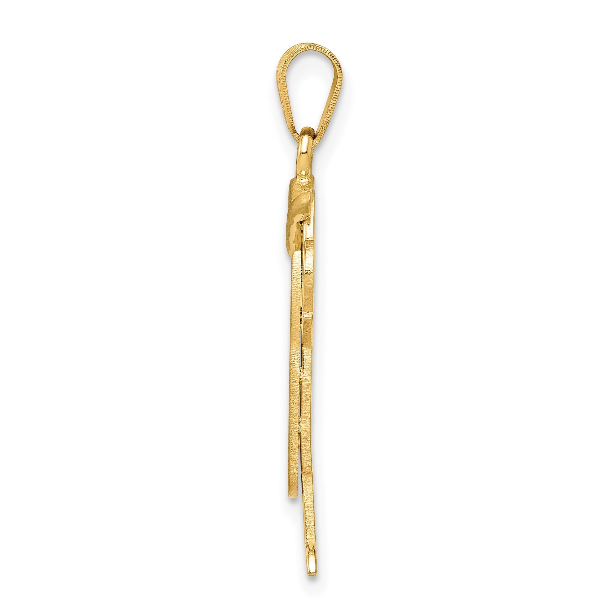 14k The Kids Solid Engravable Medium Boy in Overalls with Hat on Left Love Charm