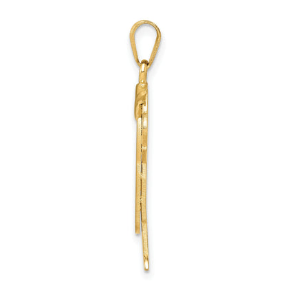 14k The Kids Solid Engravable Medium Boy in Overalls with Hat on Left Love Charm
