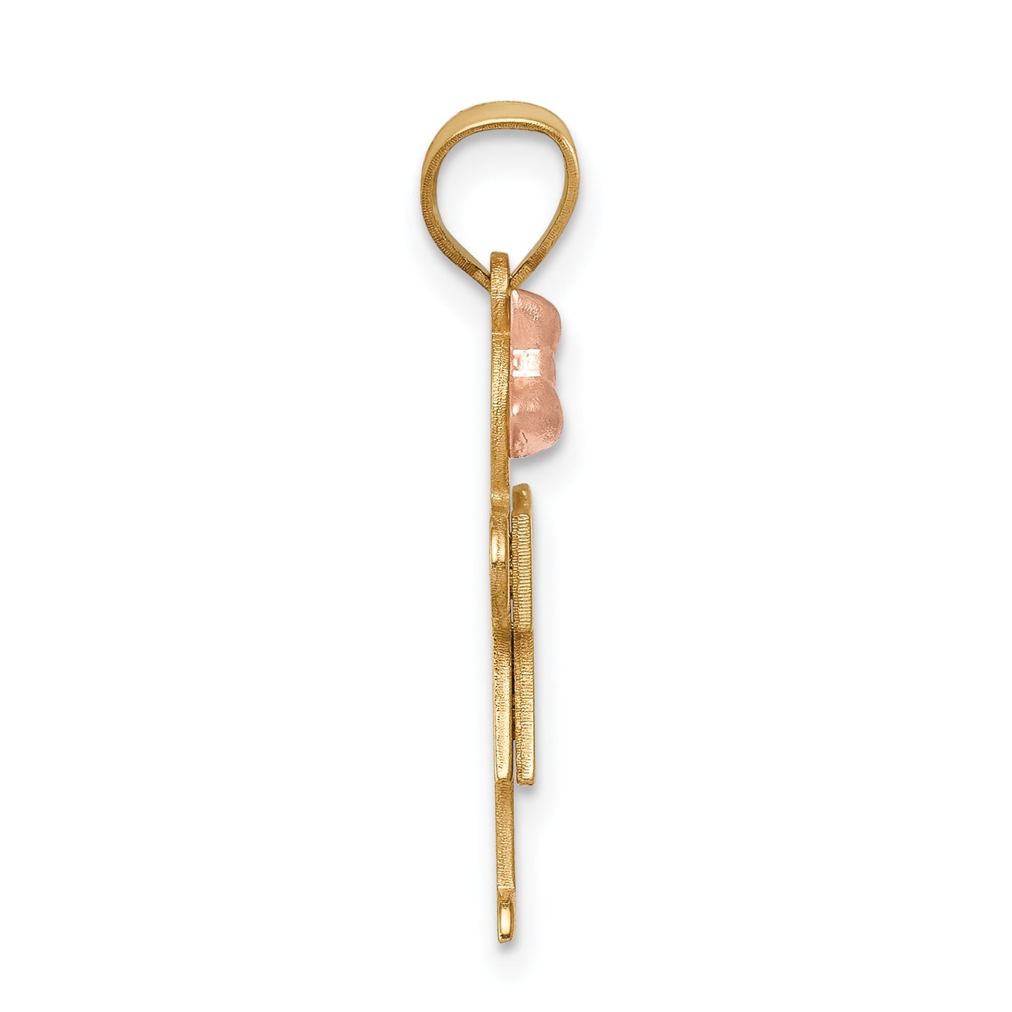 14k Two-tone The Kids Small Girl with Bow on Left Engravable Hugs Charm