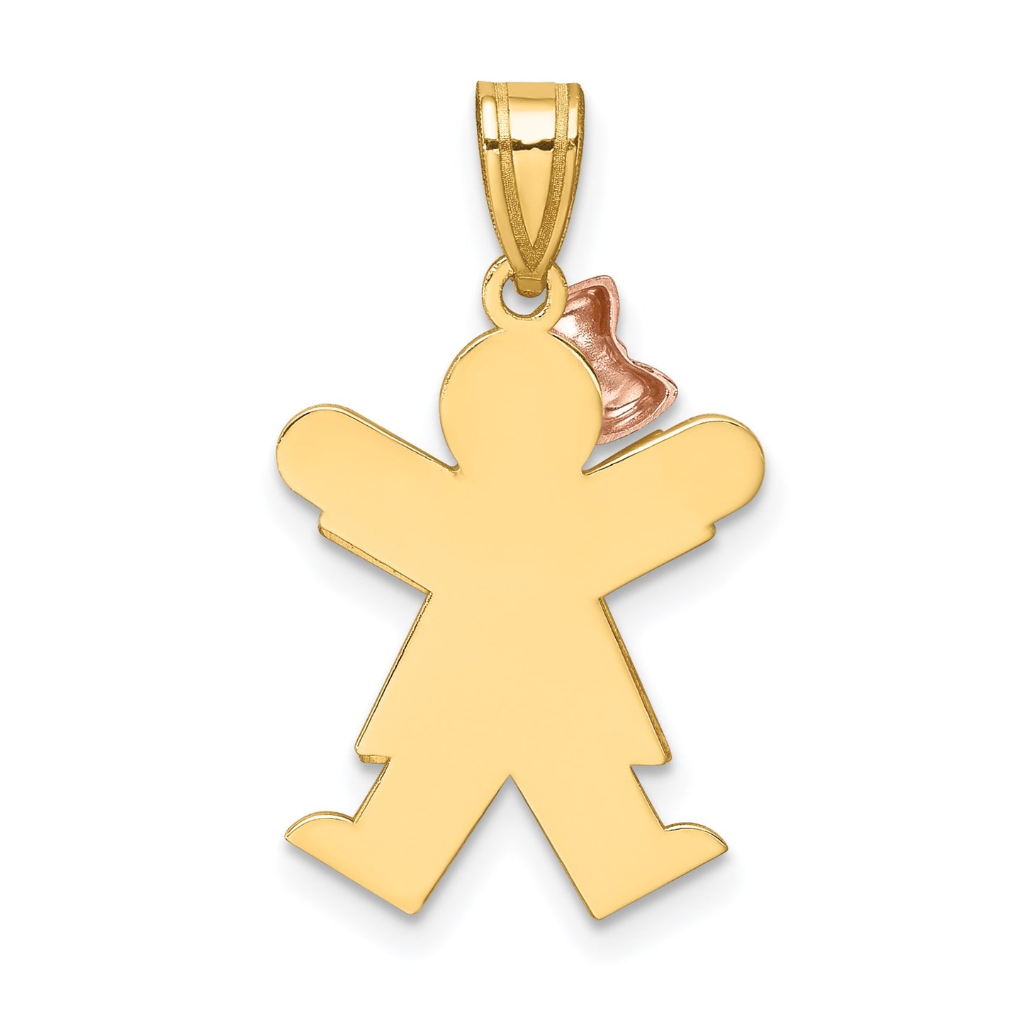 14k Two-tone The Kids Small Girl with Bow on Left Engravable Joy Charm