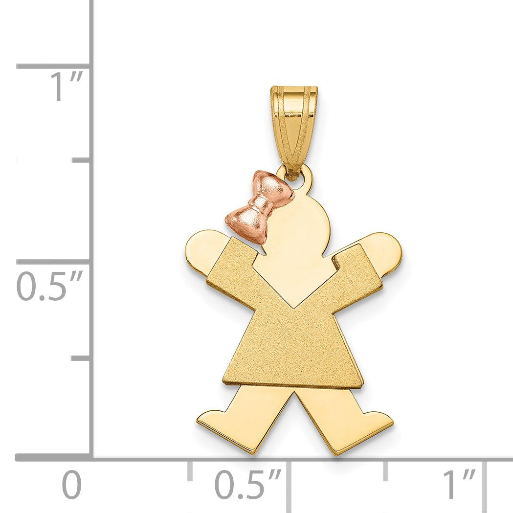 14k Two-tone The Kids Small Girl with Bow on Left Engravable Joy Charm