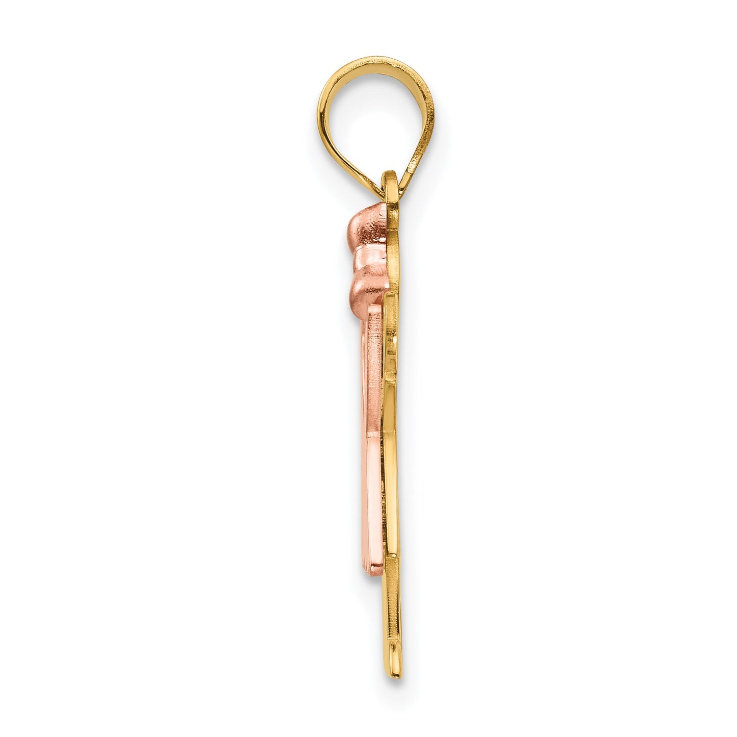 14k Two-tone The Kids Small Girl with Ruffles and Bow on Right Engravable Love Charm