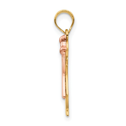 14k Two-tone The Kids Small Girl with Ruffles and Bow on Right Engravable Love Charm