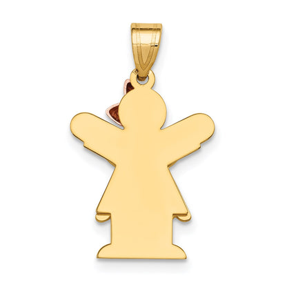 14k Two-tone The Kids Small Girl with Ruffles and Bow on Right Engravable Love Charm